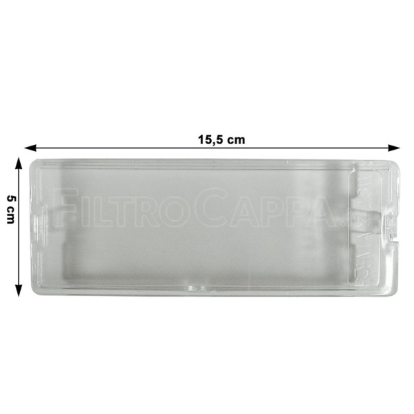 Cache lampe 15,5 x 5 cm pour hottes ELICA TURBOAIR WHIRPOOL ELECTROLUX