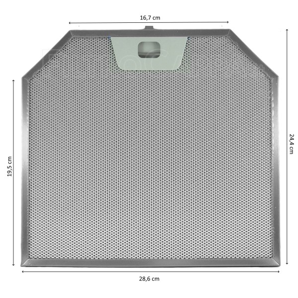 Aluminium-Metall-Filter 26,8 x 24,4 cm für FABER FRANKE Cylindra Dunstabzugshaube 133.0185.065