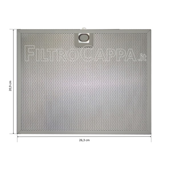 Filtro metallico Alluminio 26,3 X 20,9 cm per cappa Franke Faber Stilnovo 133.0059.225