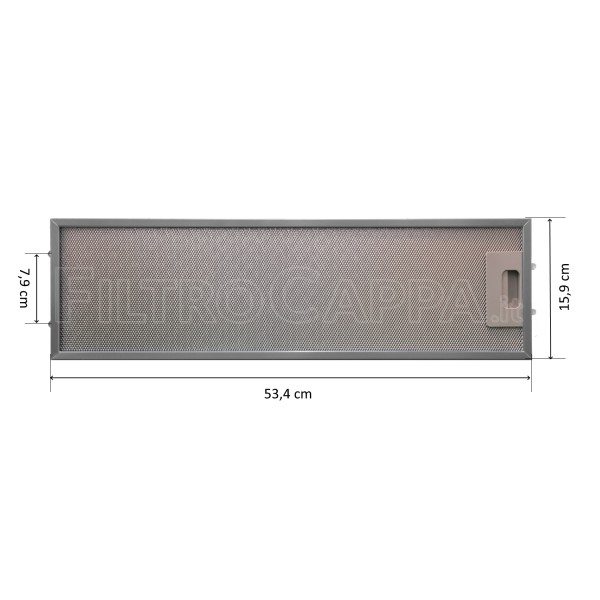 Filtro Metallico 53,4 x 15,9 cm griglia fissa per Cappa Elica GF04TD