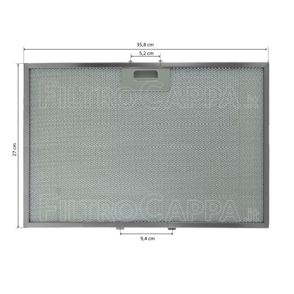 Filtre métallique aluminium 35,8 x 27 cm pour hotte aspirante Elica Shire GRI0124745A