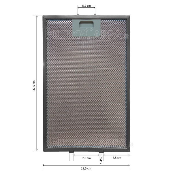 Filtro Metallico 32,3 x 19,6 cm per Cappa Elica Electrolux GF01PB FKA65