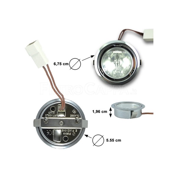 HALOGEN LEUCHTE CHROM 12V 10W FÜR DUNSTABZUGSHAUBEN