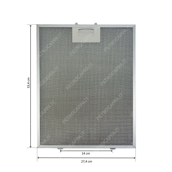 Filtre métallique en aluminium 27,4 x 33,4 cm pour hotte Silverline YT142.2120.06