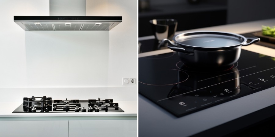 Cooktop with gas burner or induction