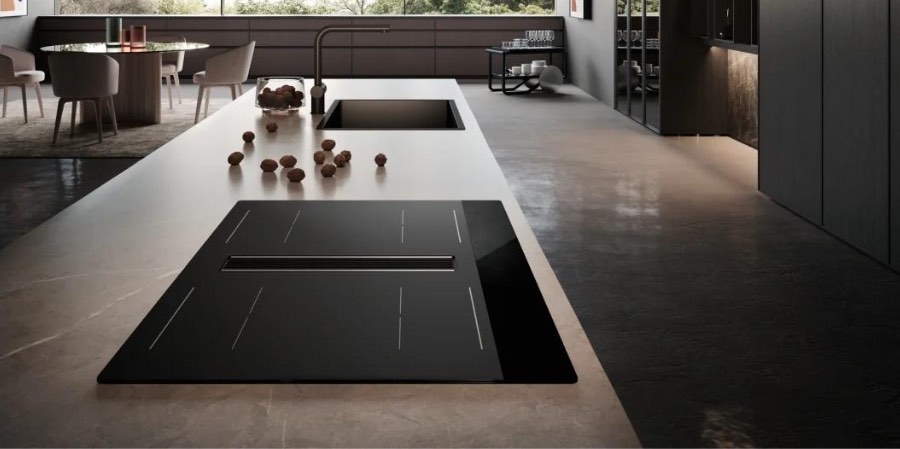 Extractor hob in modern kitchen