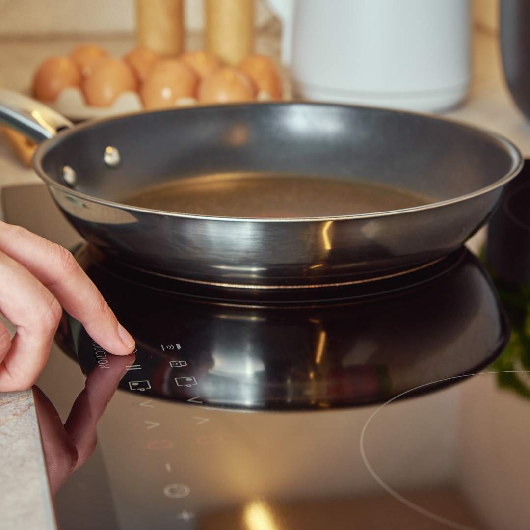 Induction cooktop in use